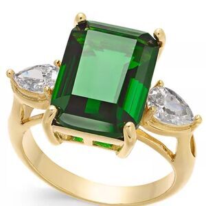 Charter Club Emerald Cut Crystal Ring Plate, Gold